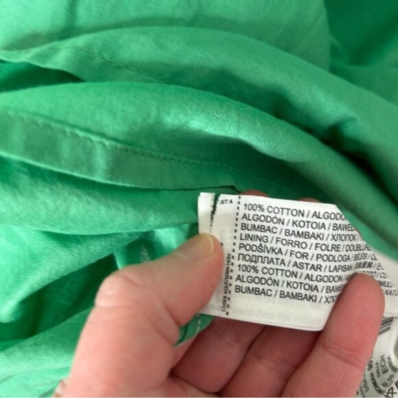 Mango Babydoll Mini Dress Gathered Ruffle Detail Cotton Green Size XS - Picture 14 of 16